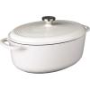Lodge 7 Quart Enameled Cast Iron Oval Dutch Oven with Lid – Dual Handles – Oven Safe up to 500° F or on Stovetop – Use to Marinate, Cook, Bake, Refrigerate and Serve – Oyster White(Oyster White)