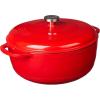 Lodge 7.5 Quart Enameled Cast Iron Oval Dutch Oven with Lid – Dual Handles – Oven Safe up to 500° F or on Stovetop – Use to Marinate, Cook, Bake, Refrigerate and Serve – Lilac(Solid Red)