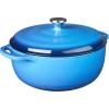 Lodge 7.5 Quart Enameled Cast Iron Oval Dutch Oven with Lid – Dual Handles – Oven Safe up to 500° F or on Stovetop – Use to Marinate, Cook, Bake, Refrigerate and Serve – Lilac(Caribbean Blue)