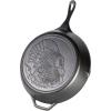 Lodge 8 Inch Pre-Seasoned Cast Iron Stamped Skillet – Signature Teardrop Handle – Use in the Oven, on the Stove, on the Grill, or Over a Campfire – Deer(13.25 inch)