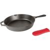 Lodge Cast Iron Skillet with Red Silicone Hot Handle Holder, 10.25-inch
